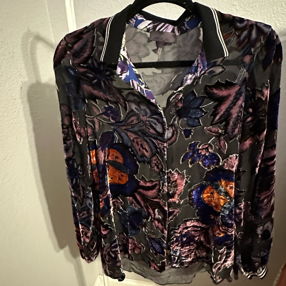 Hale Bob velvet burnout blouse Small